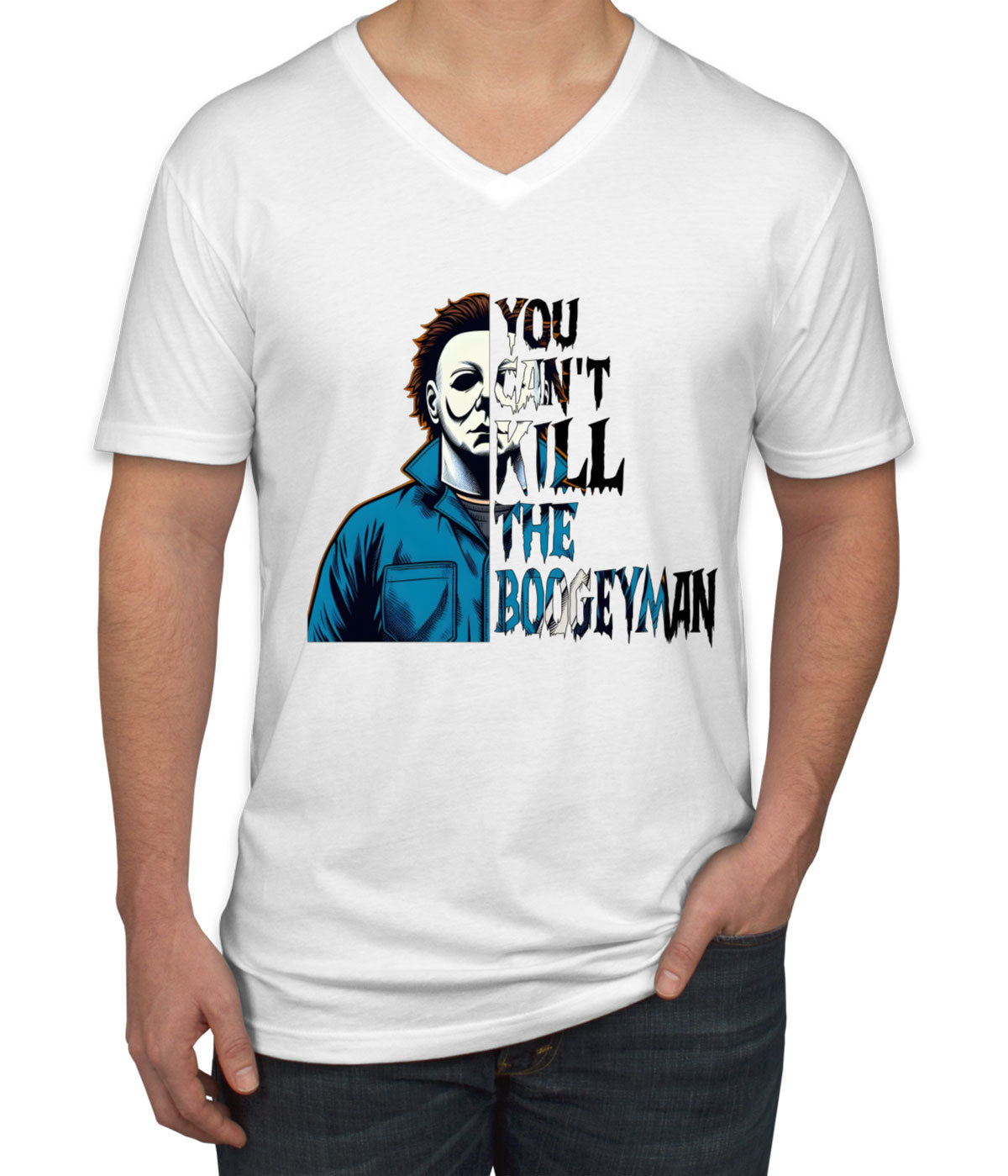 You Can't Kill The Boogeyman Halloween Men's V Neck T-shirt
