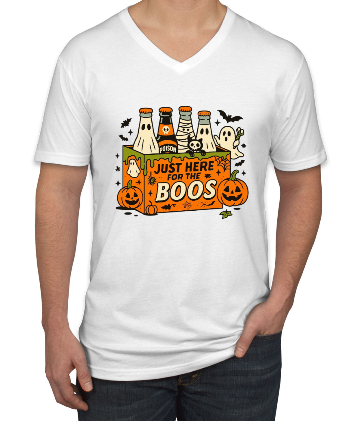 Just Here For The Boos Halloween Men's V Neck T-shirt