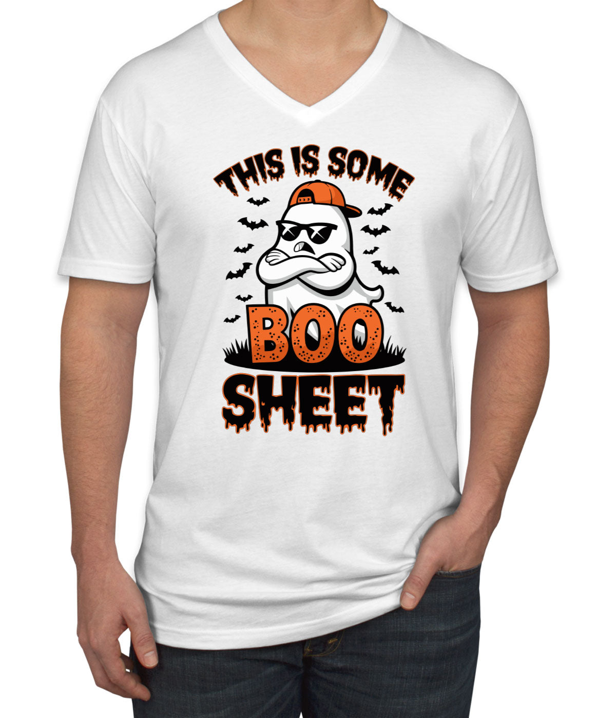 This Is Some Boo Sheet Halloween Men's V Neck T-shirt