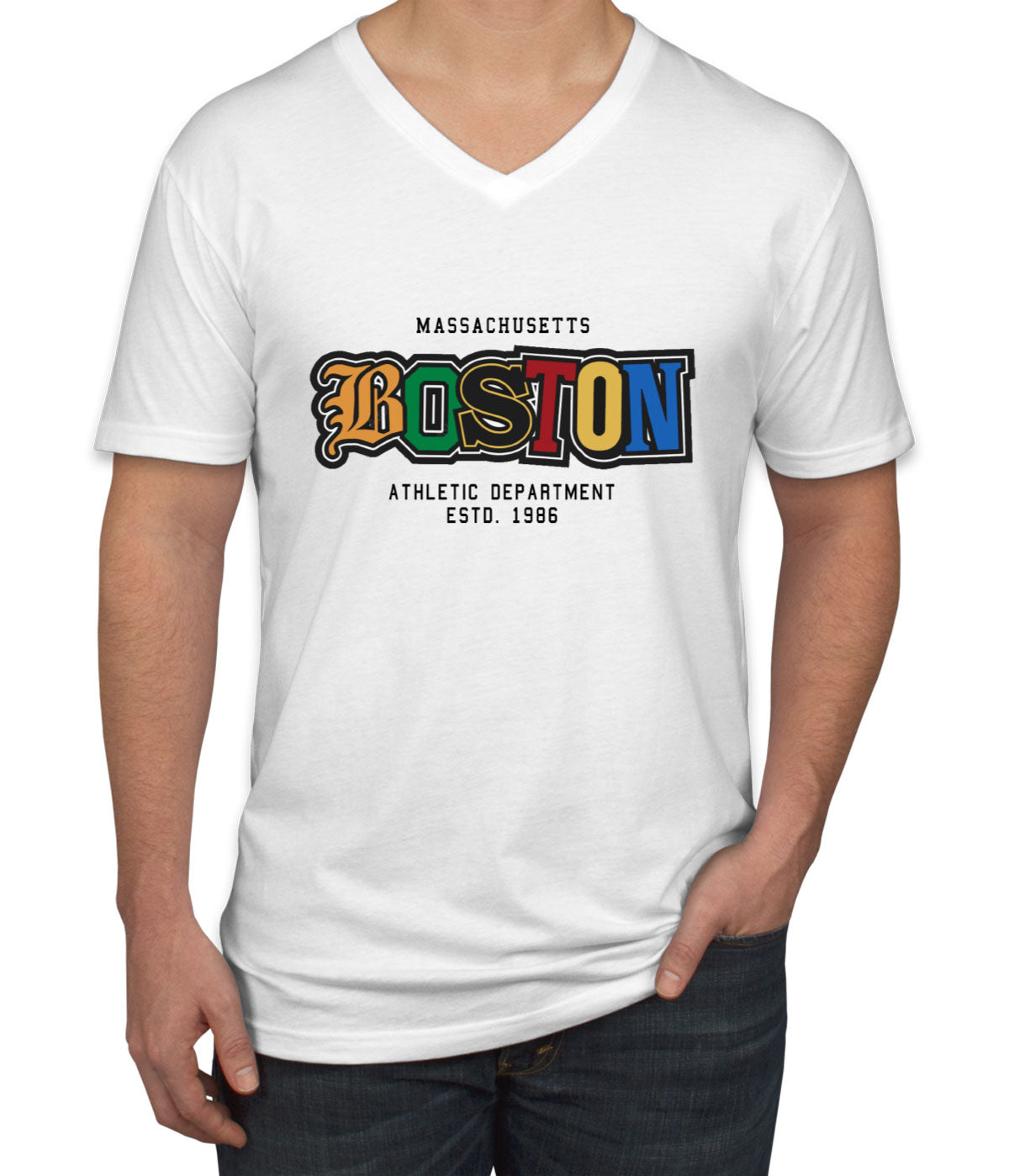 Boston Massachusetts Men's V Neck T-shirt