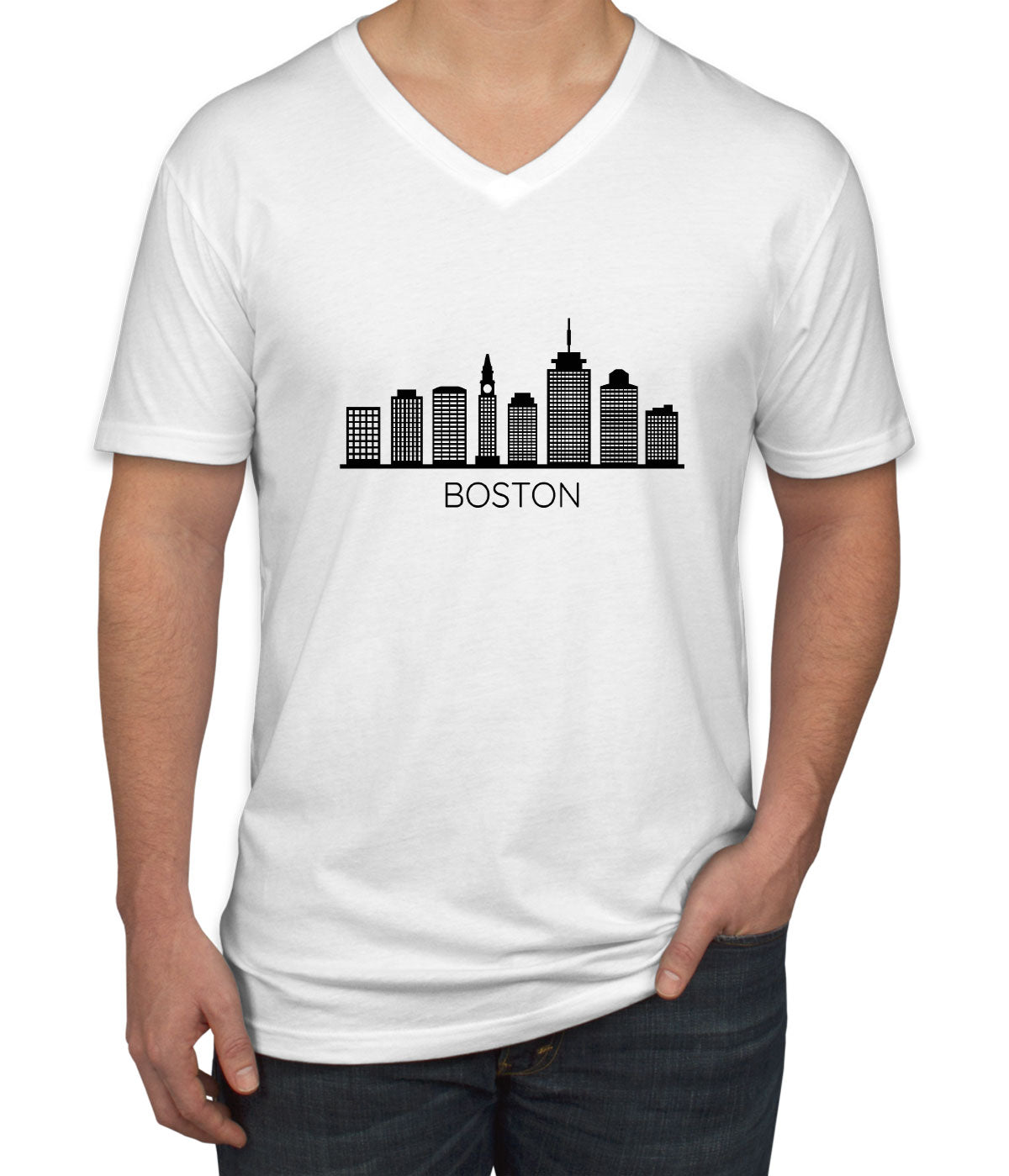 Boston Skyline Men's V Neck T-shirt