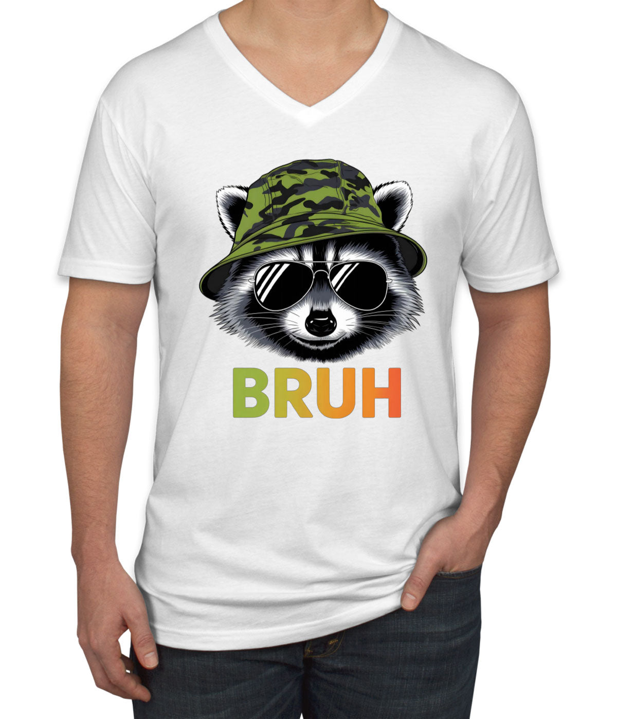 Cute Raccoon Bruh Men's V Neck T-shirt