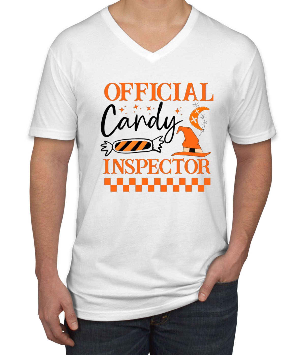 Official Candy Inspector Halloween Men's V Neck T-shirt