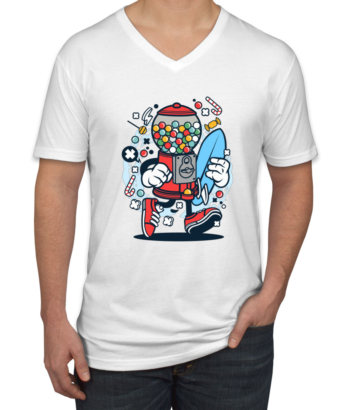 Candy Machine Surfer Men's V Neck T-shirt