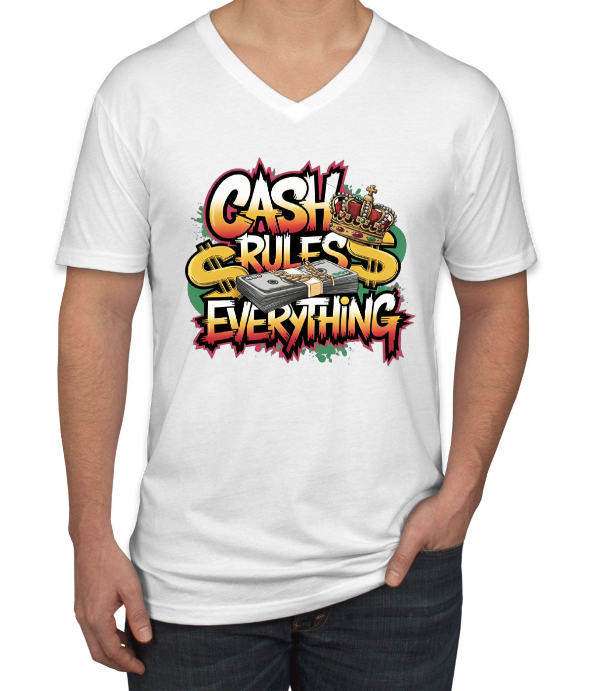 Cash Rules Everything Men's V Neck T-shirt
