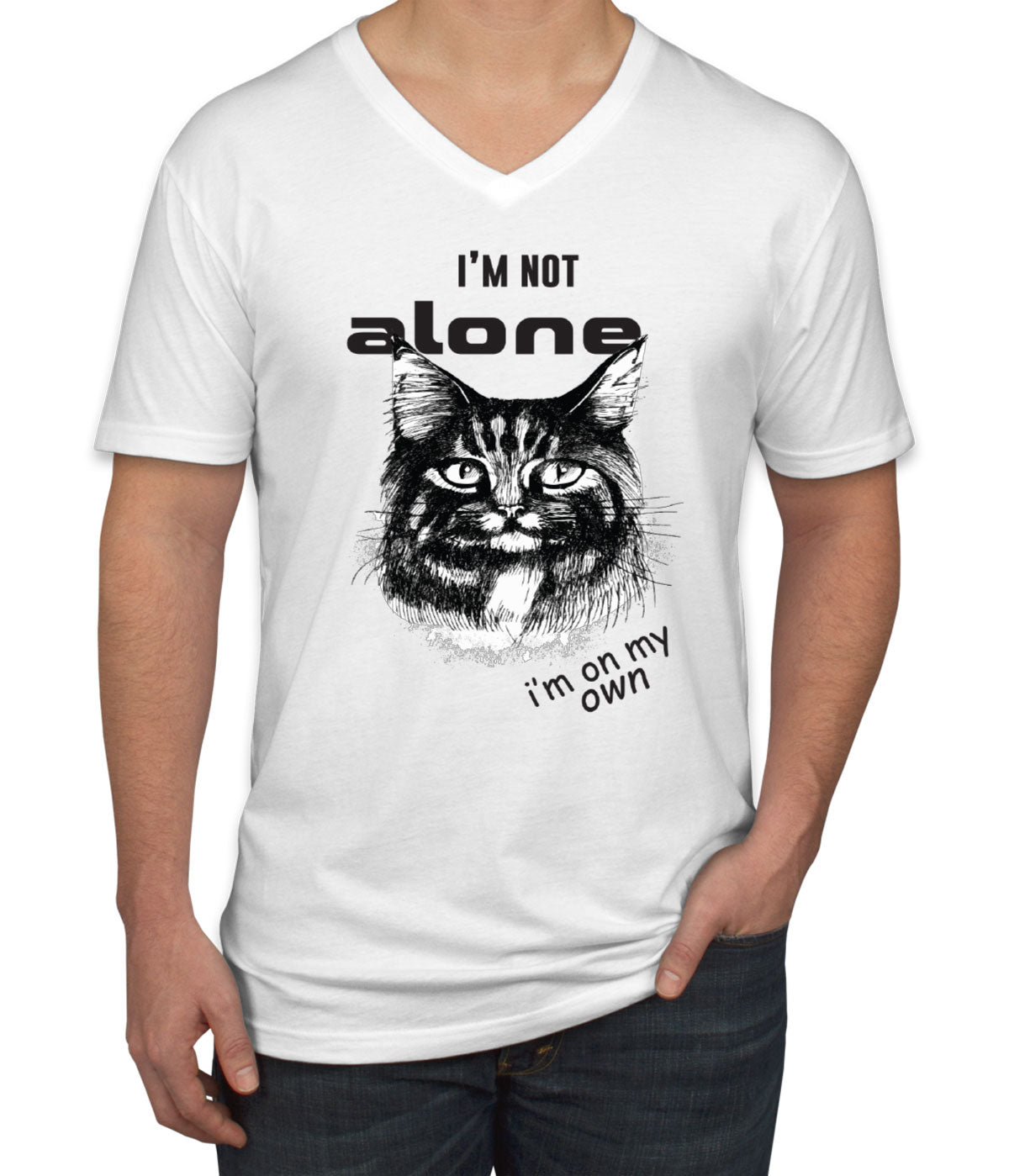 I'm Not Alone I'm On My Own Cat Men's V Neck T-shirt