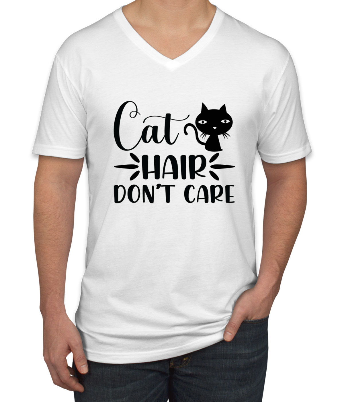 Cat Hair Don't Care Men's V Neck T-shirt