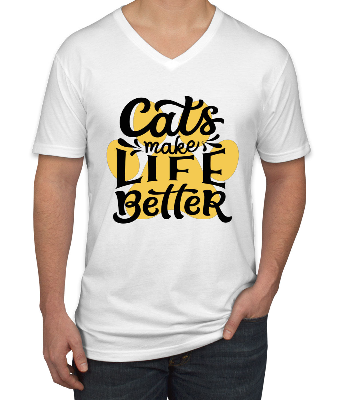 Cats Make Life Is Better Men's V Neck T-shirt