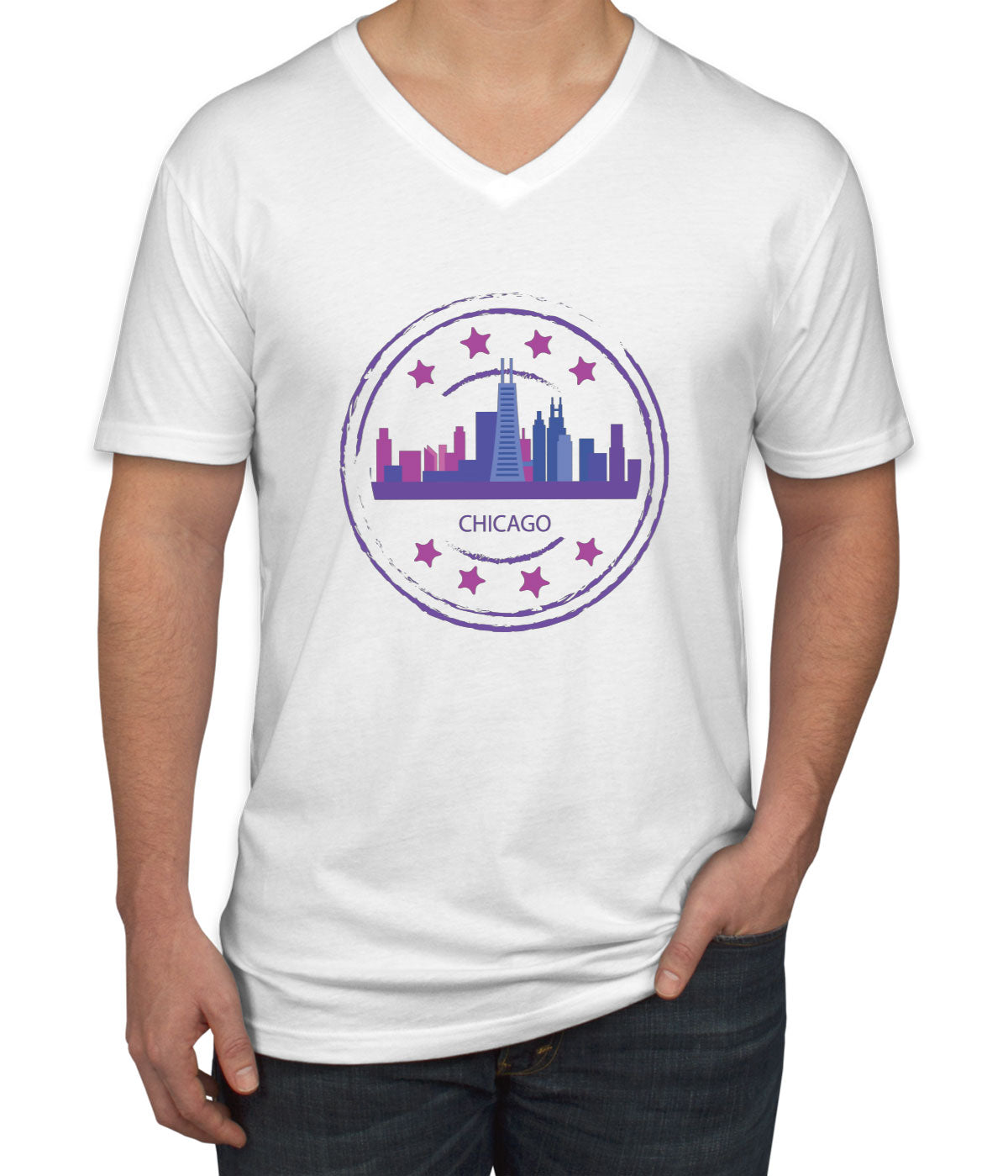 Chicago Stamp Men's V Neck T-shirt