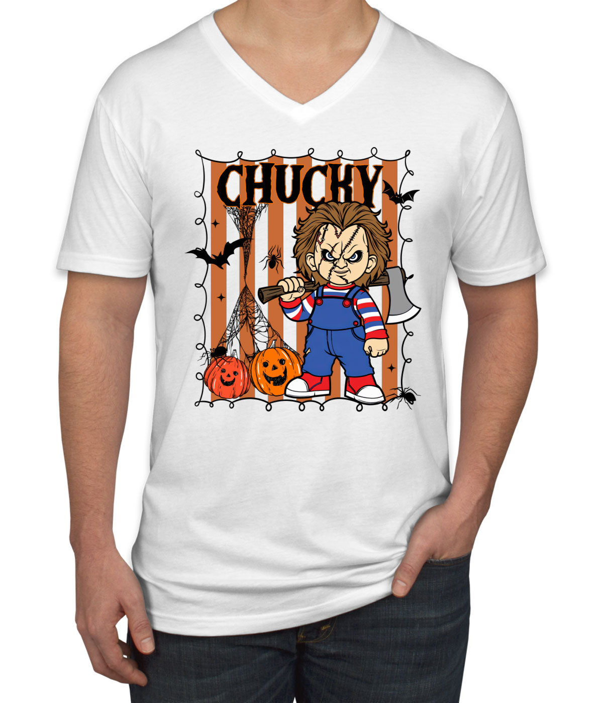 Chucky Horror Movie Character Halloween Men's V Neck T-shirt