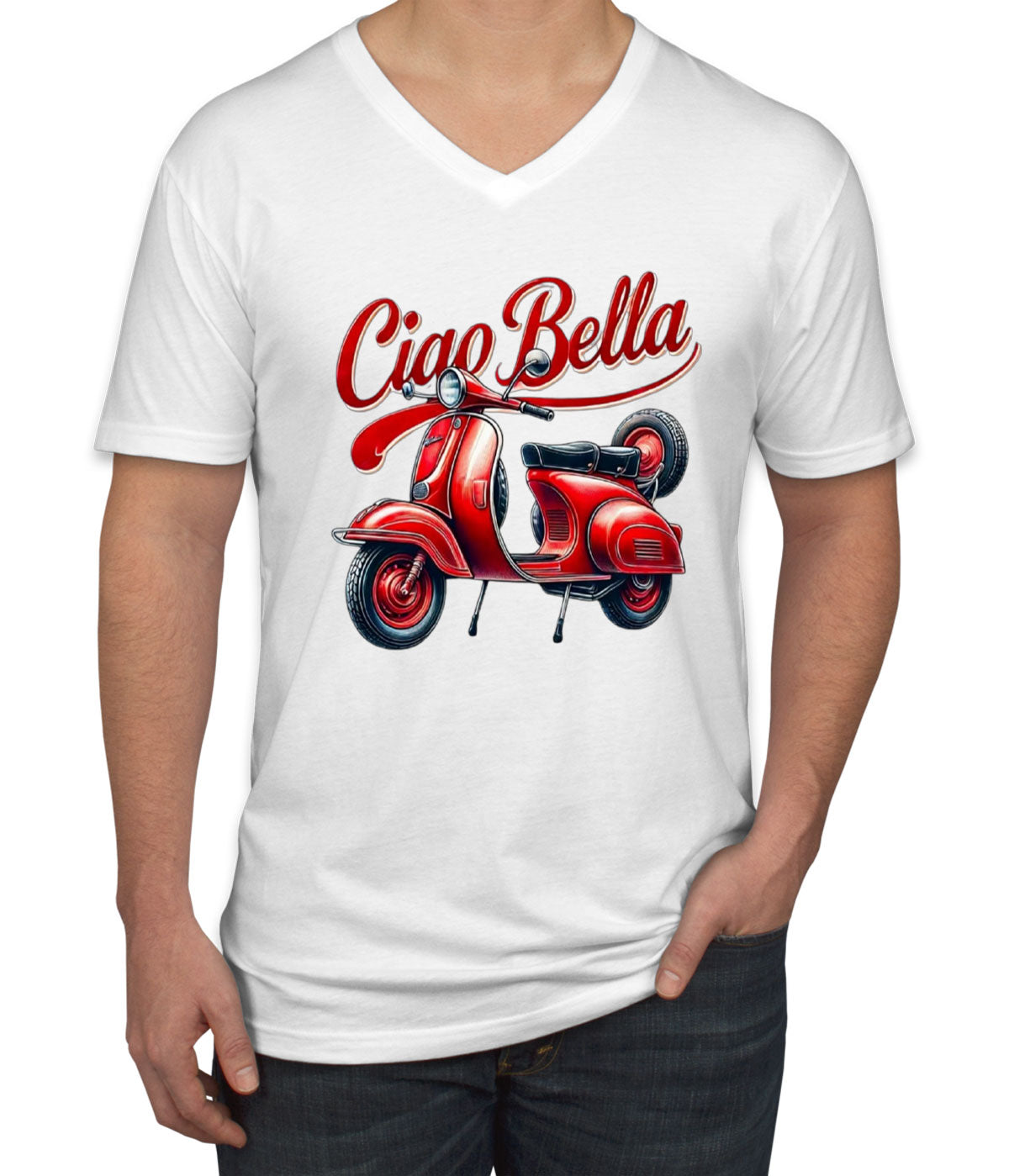 Ciao Bella Red Bike Men's V Neck T-shirt