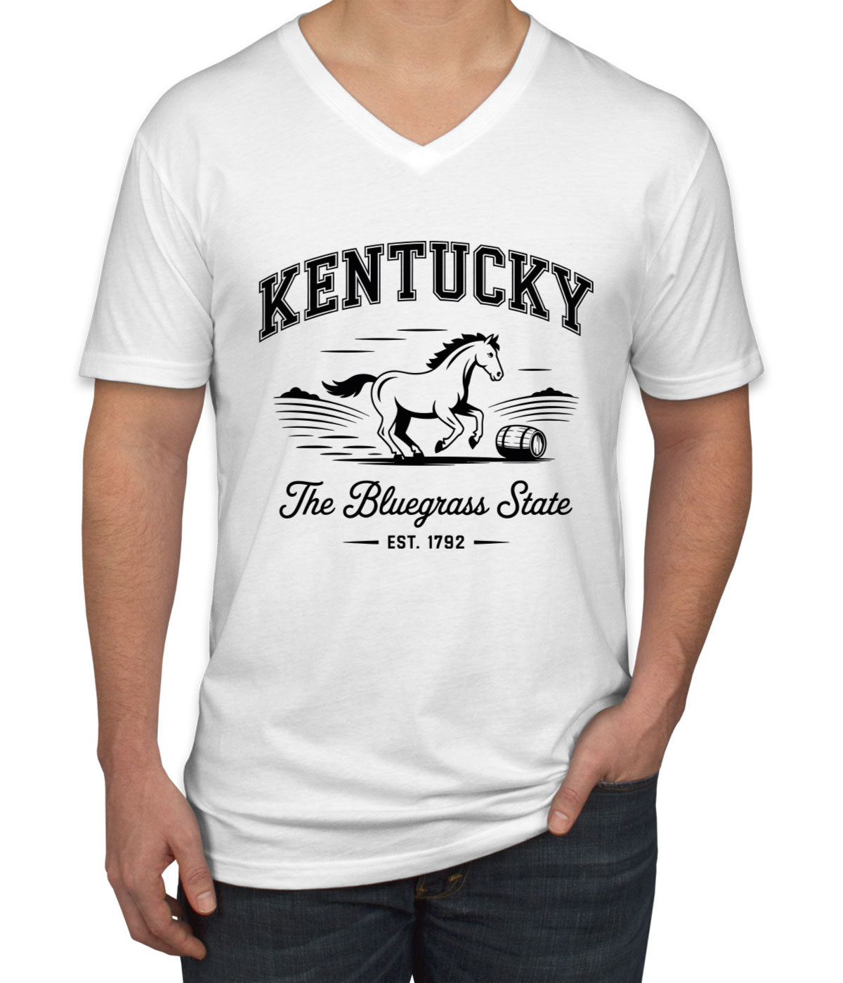 Kentucky Cityscape Illustration The Bluegrass State Men's V Neck T-shirt