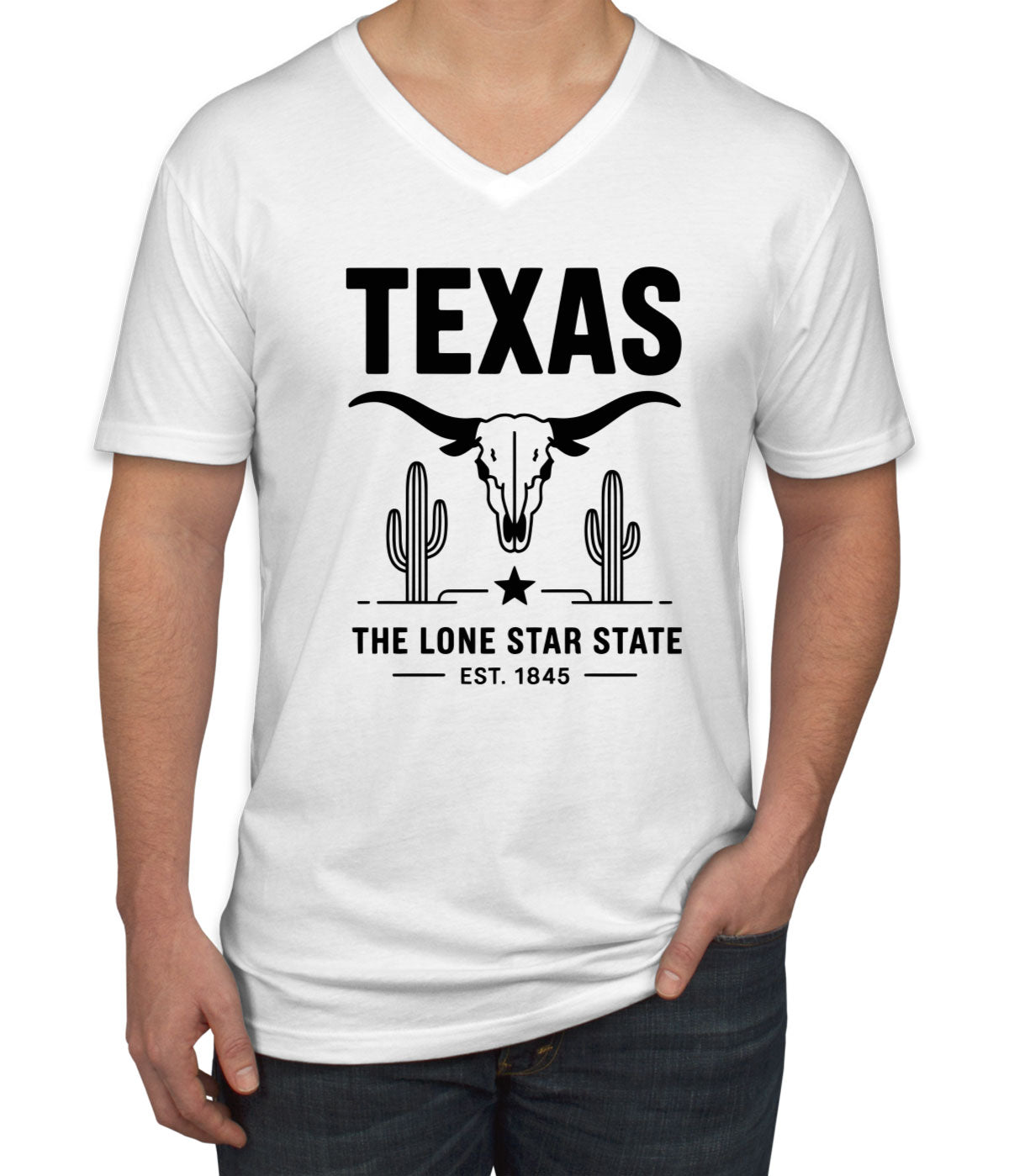 Texas Cityscape Illustration The Lone Star State Men's V Neck T-shirt