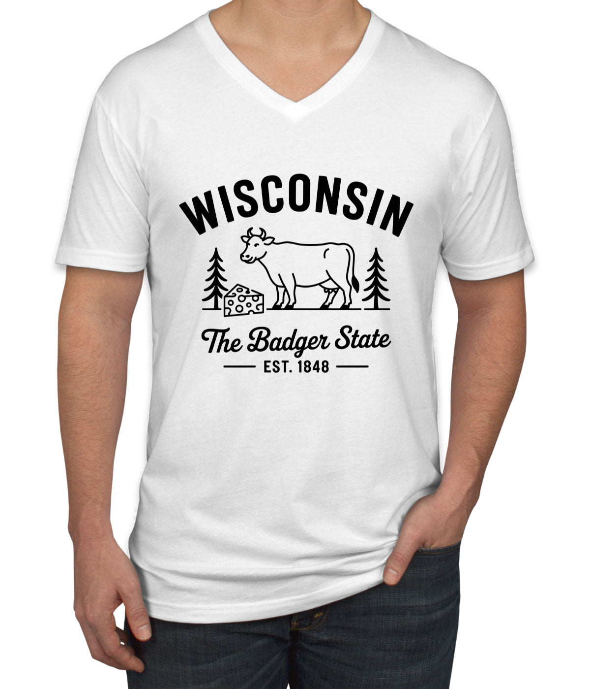 Wisconsin Cityscape Illustration The Badger State Men's V Neck T-shirt