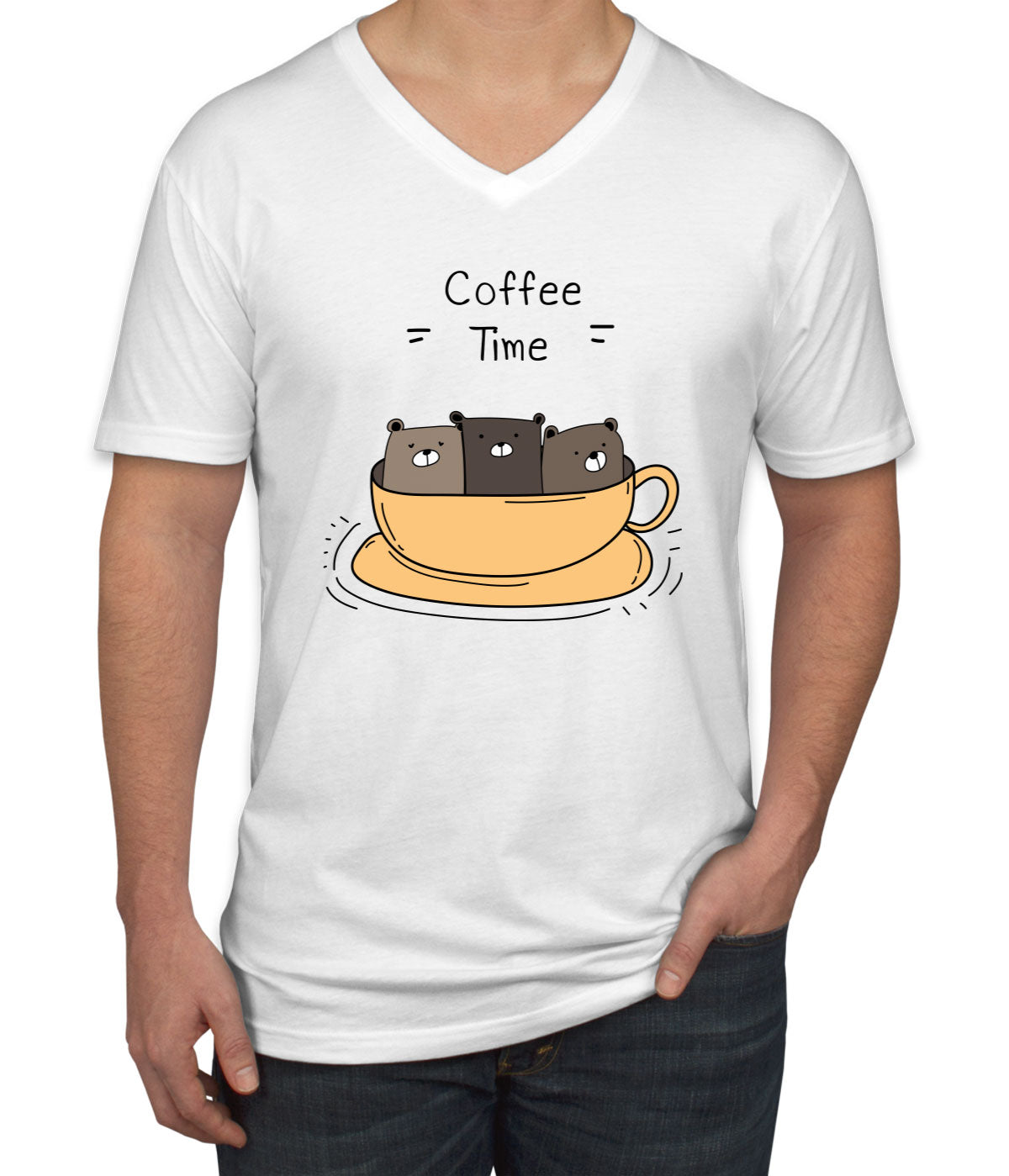 Coffee Time Men's V Neck T-shirt