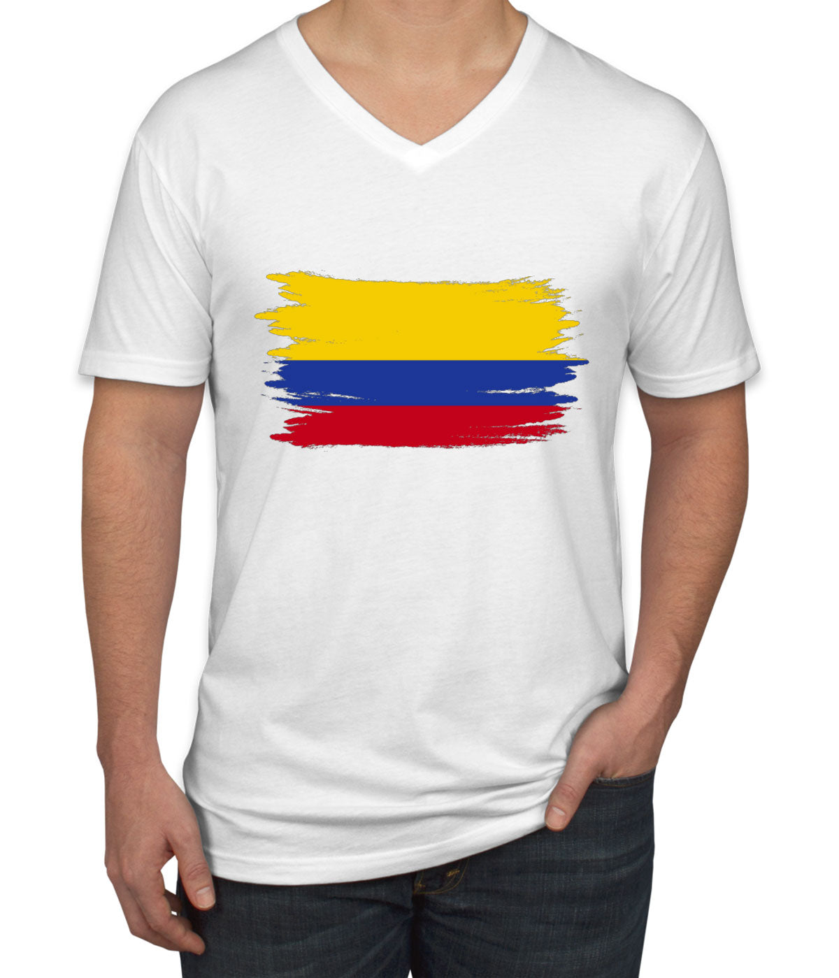 Colombia Flag Men's V Neck T-shirt