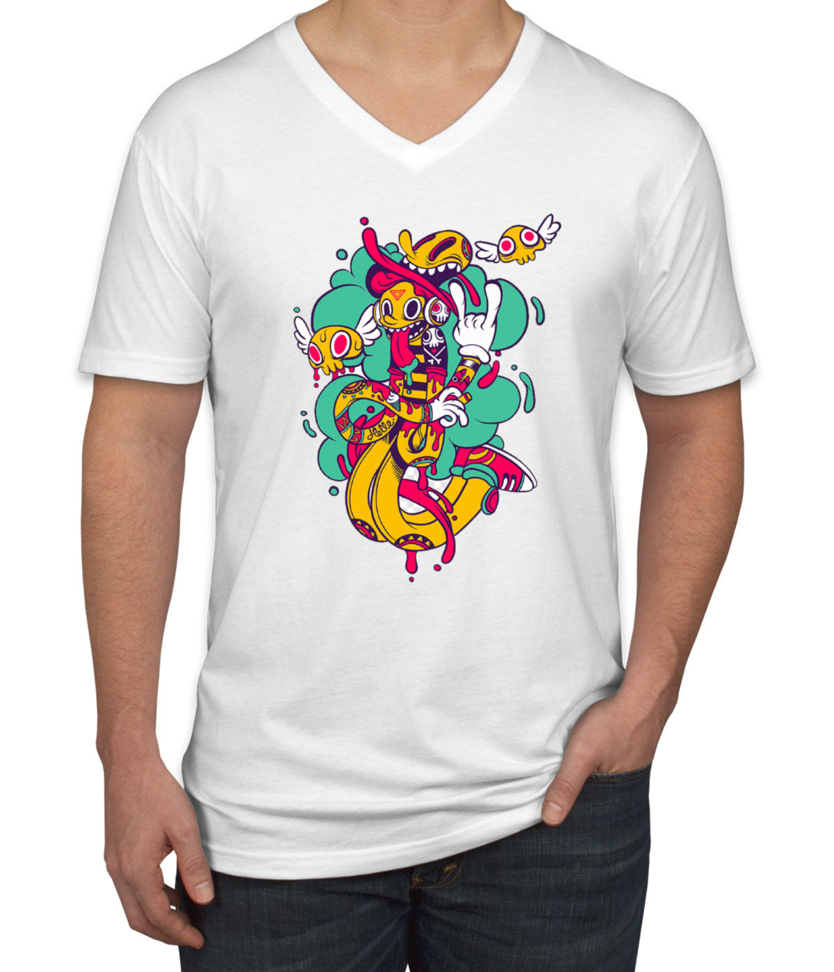 Graffiti Design Men's V Neck T-shirt