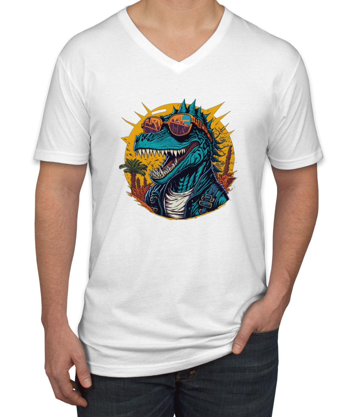 Cool Dinosaur Men's V Neck T-shirt