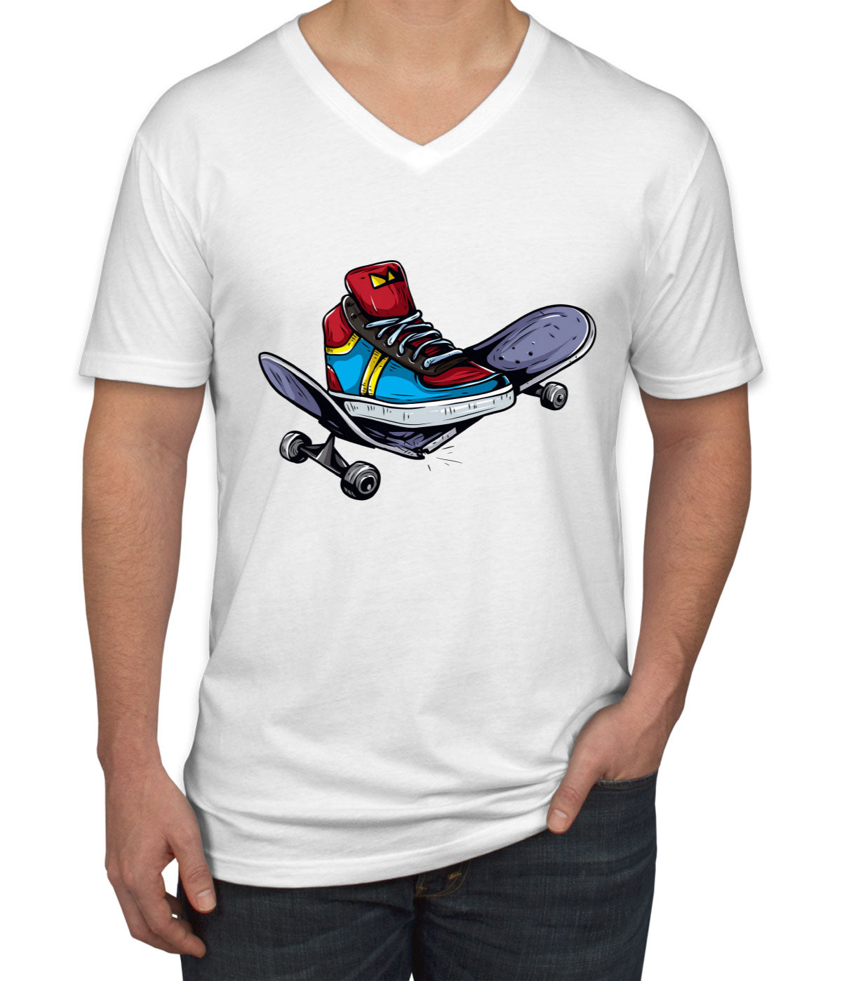 Sneaker Skateboard Men's V Neck T-shirt