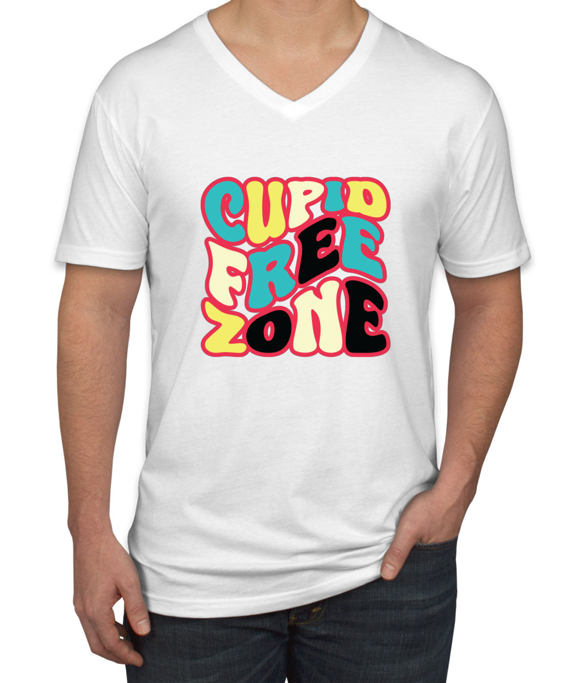 Cupid Free Zone Men's V Neck T-shirt