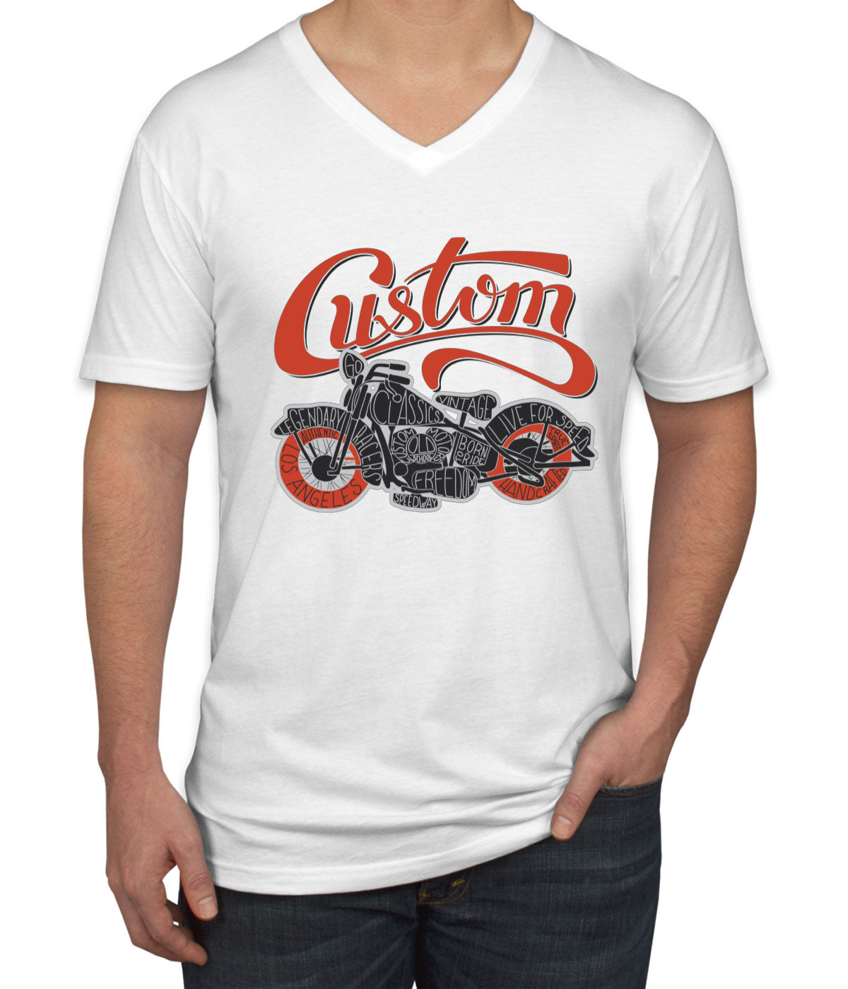 Custom Motorcycle Men's V Neck T-shirt