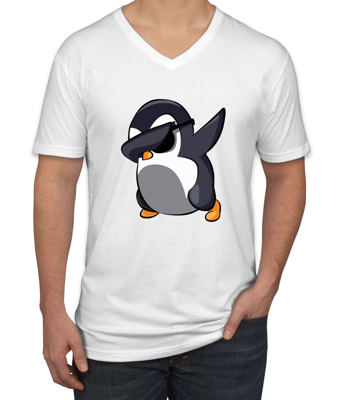 Dabbing Penguin Men's V Neck T-shirt