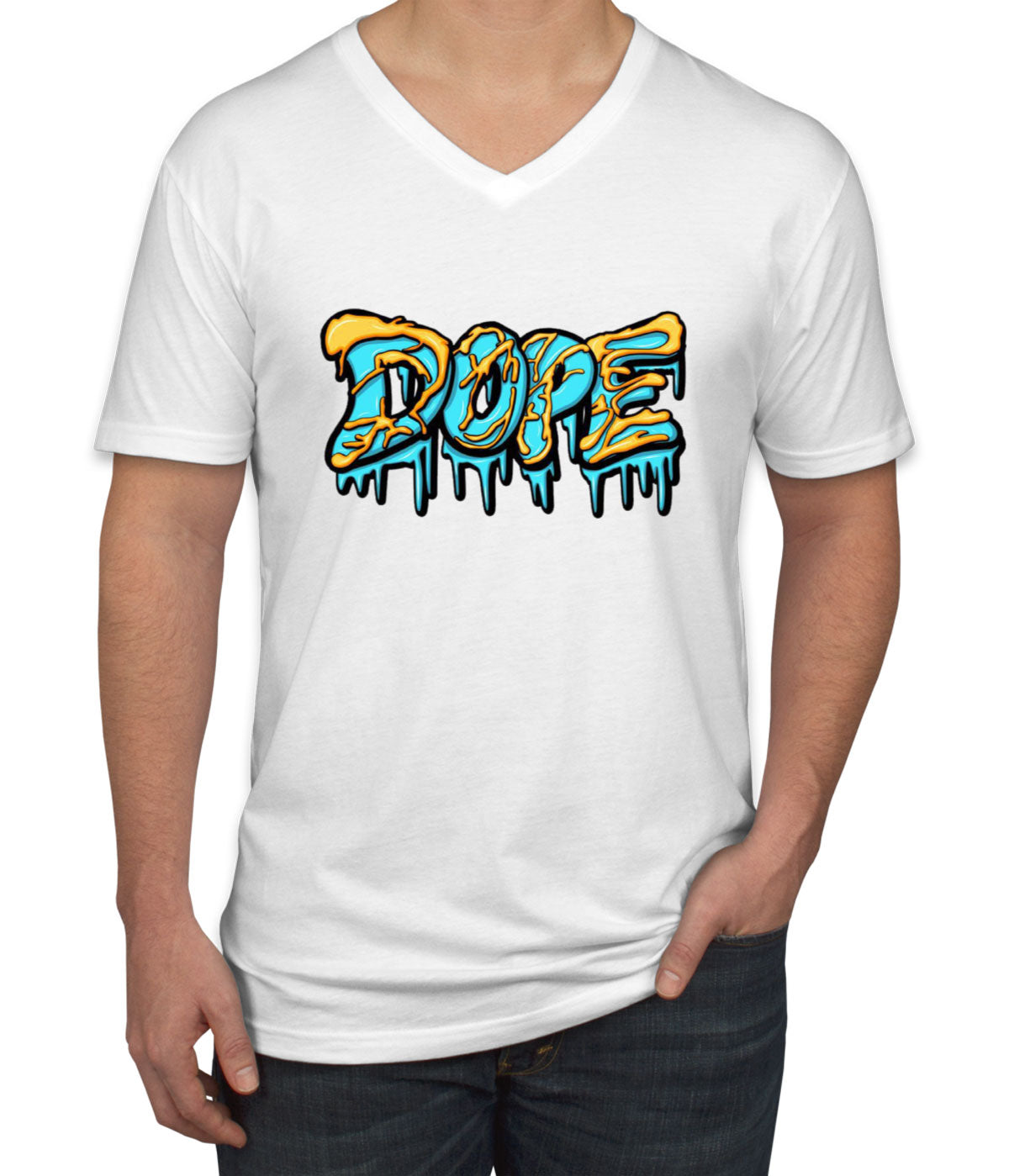 Dope Dripping Typography Men's V Neck T-shirt