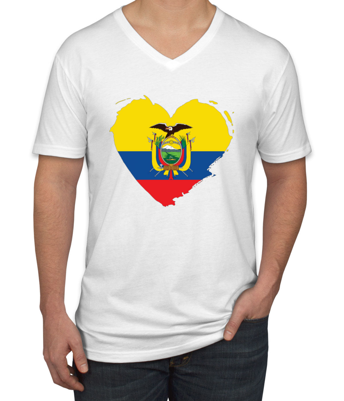 Ecuador Flag Men's V Neck T-shirt