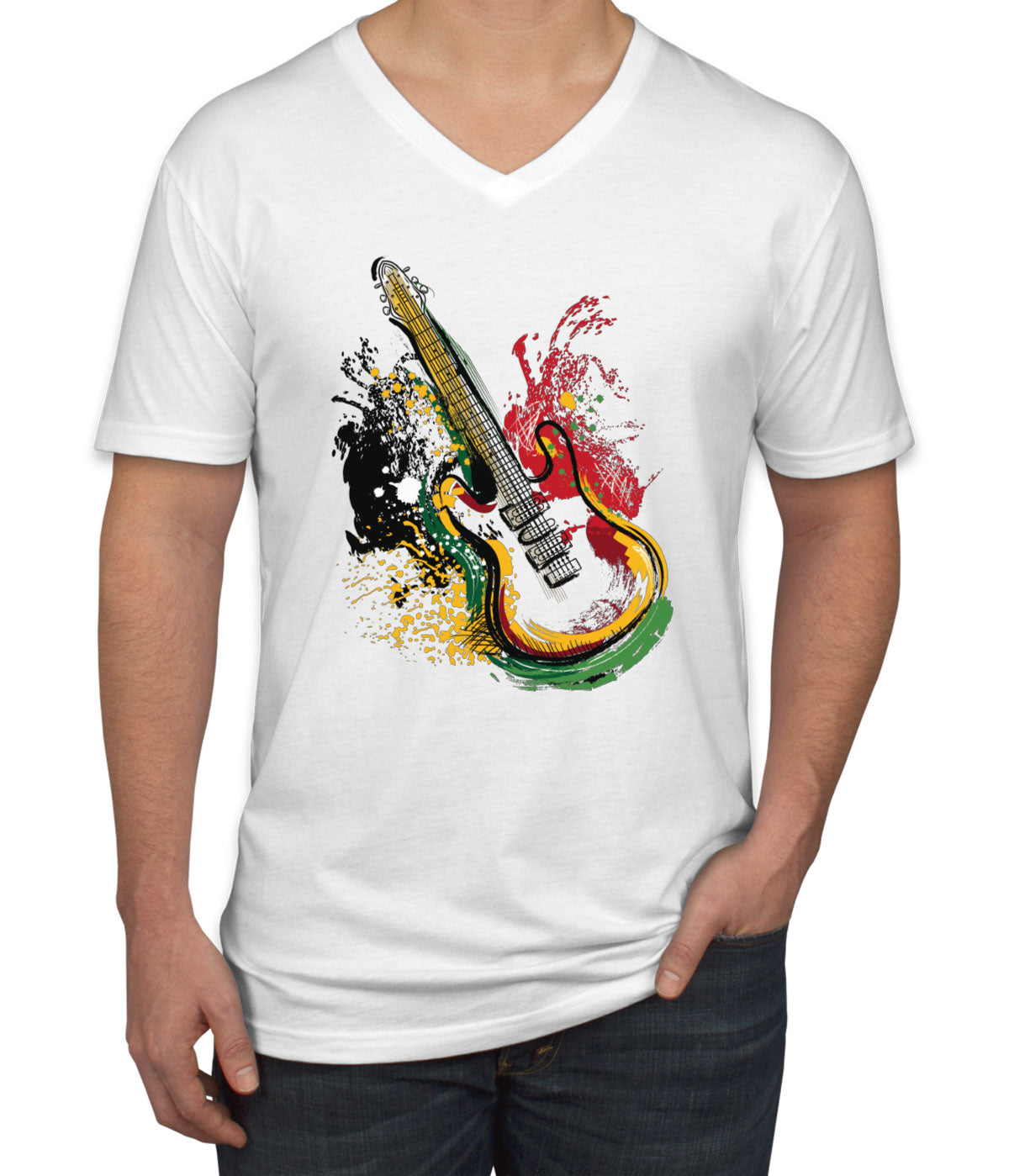 Electric Guitar Men's V Neck T-shirt