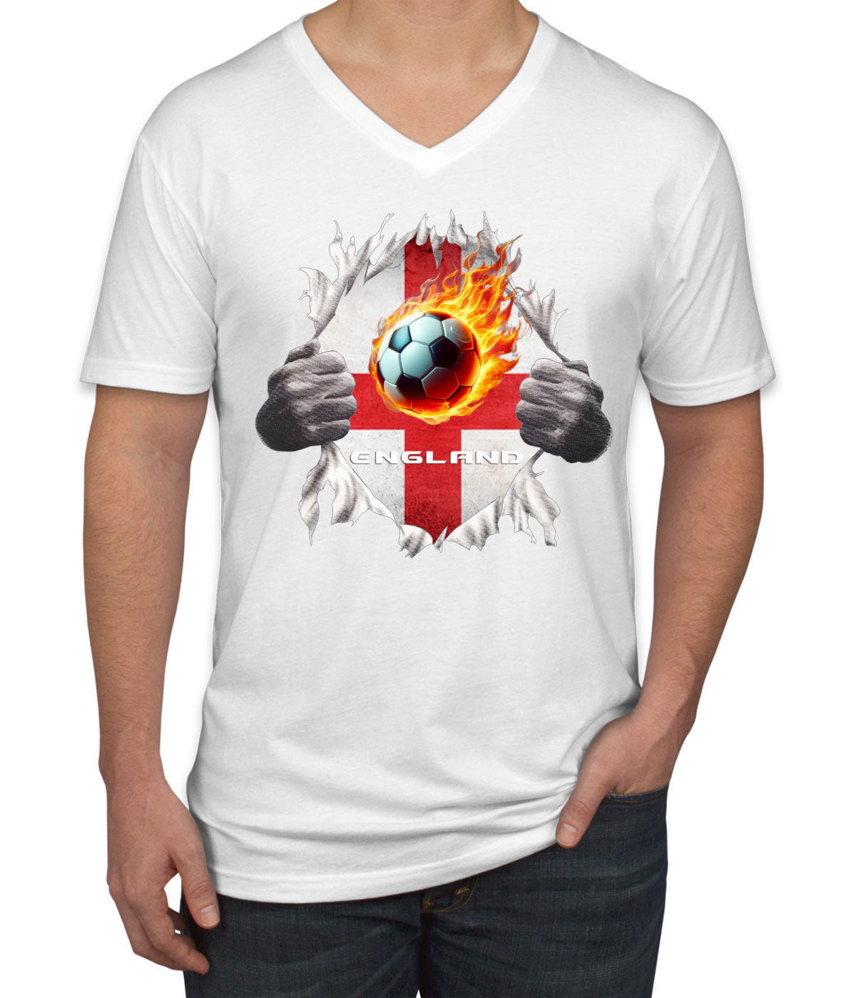 England Euro Cup Soccer Football Men's V Neck T-shirt