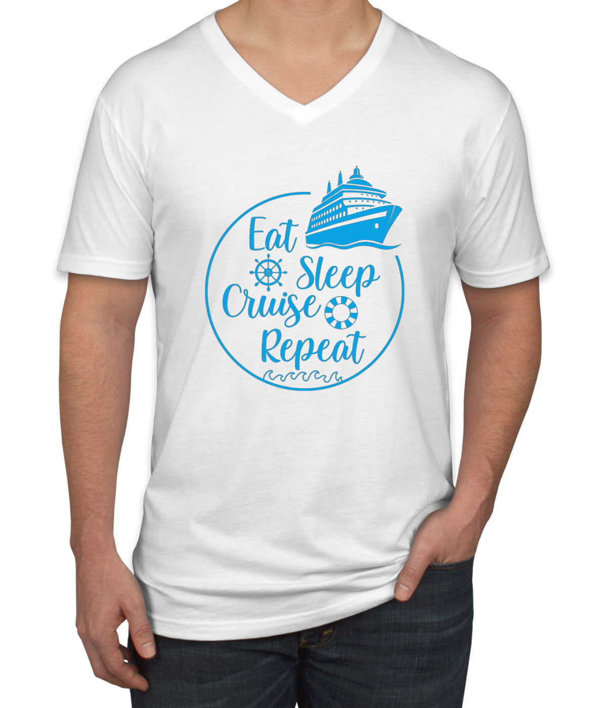 Eat Sleep Cruise Repeat Men's V Neck T-shirt
