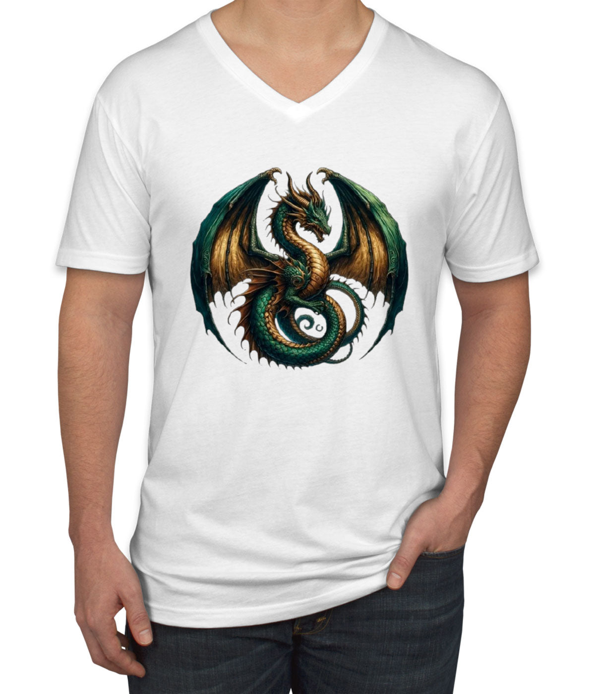 Fantasy Dragon Men's V Neck T-shirt