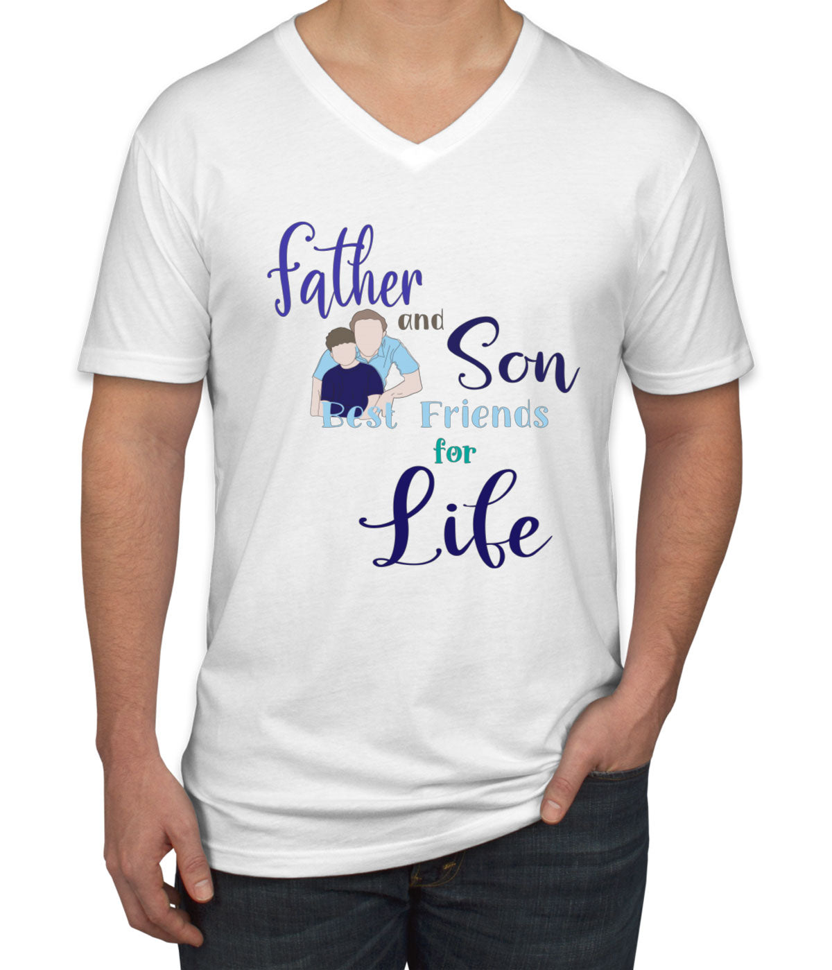 Father And Son Father's Day Men's V Neck T-shirt