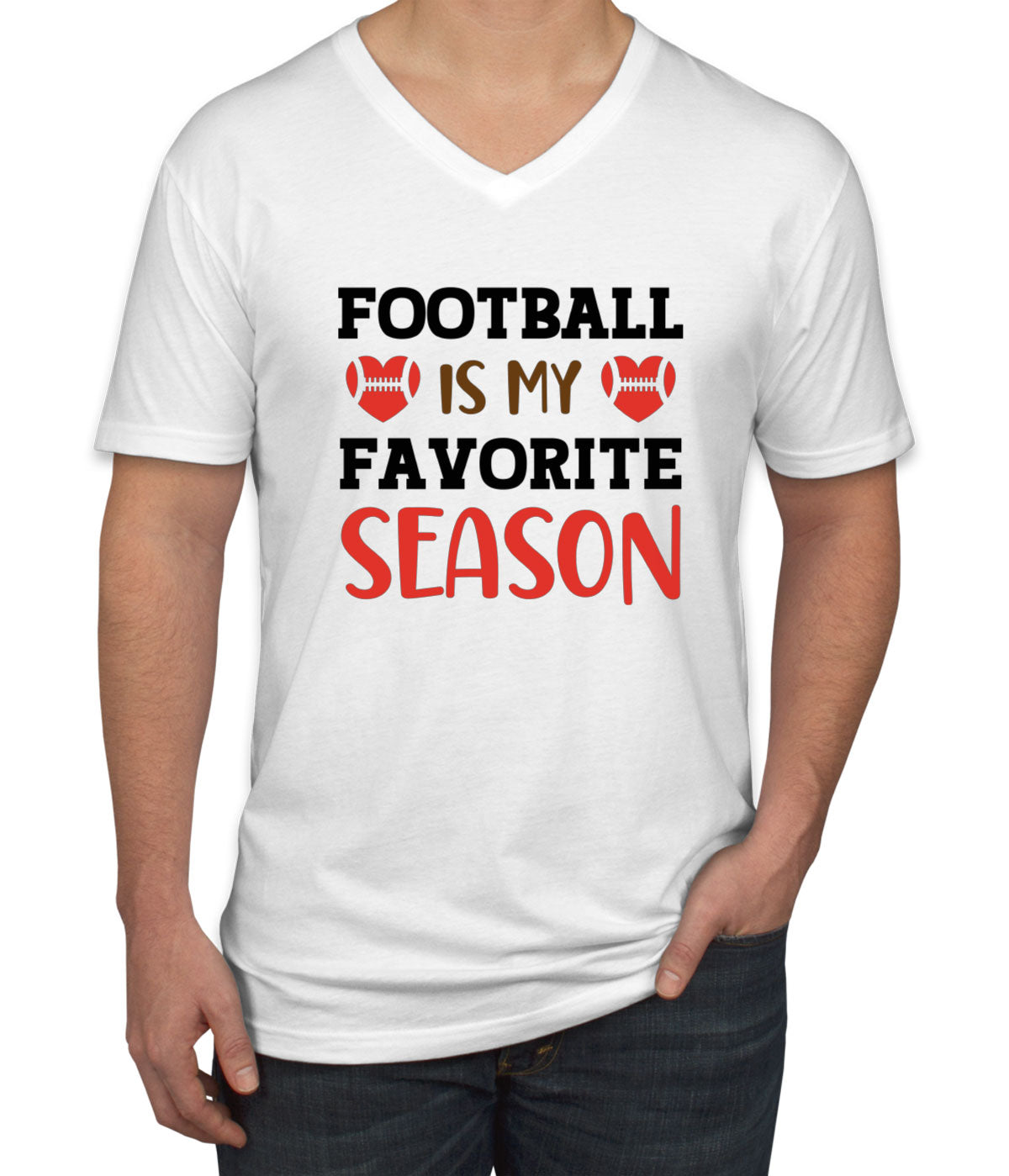 Footbal Is My Favorite Season Men's V Neck T-shirt