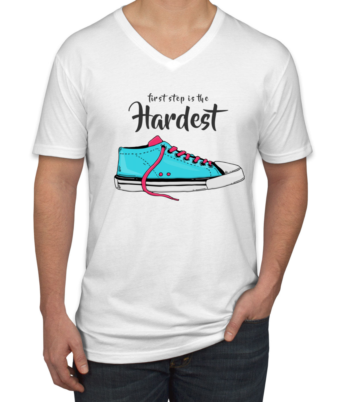 First Step Is The Hardest Men's V Neck T-shirt