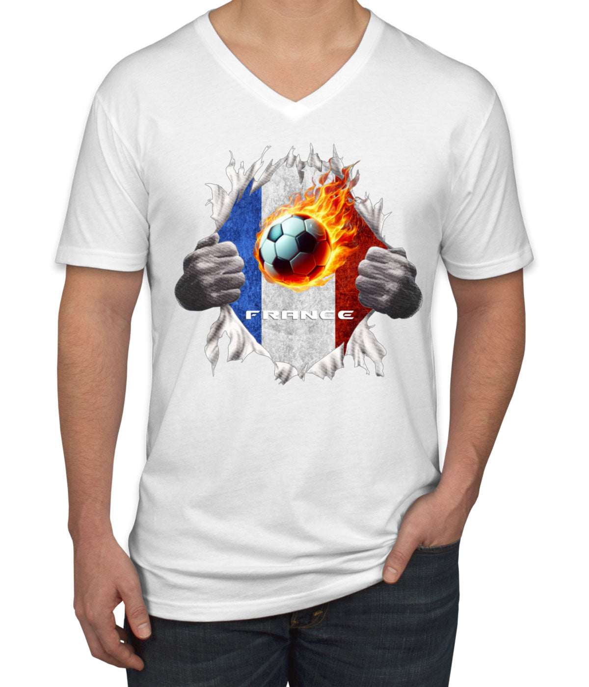 France Euro Cup Soccer Football Men's V Neck T-shirt