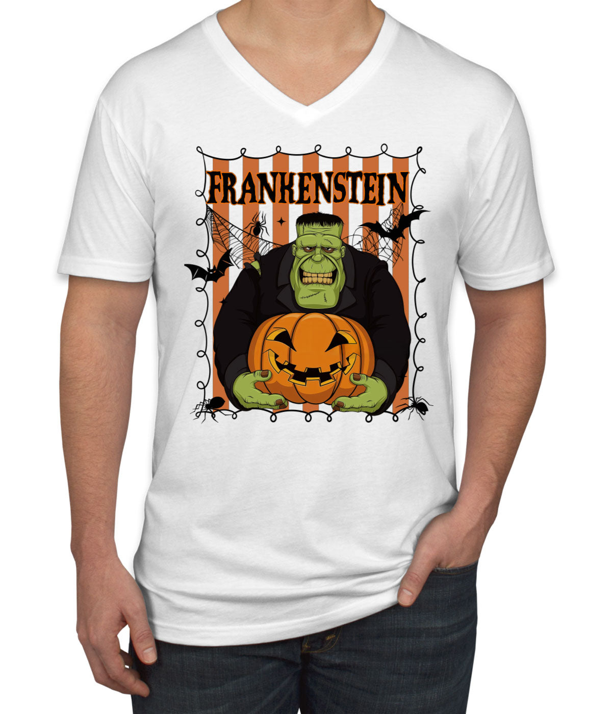 Frankenstein Horror Movie Character Halloween Men's V Neck T-shirt