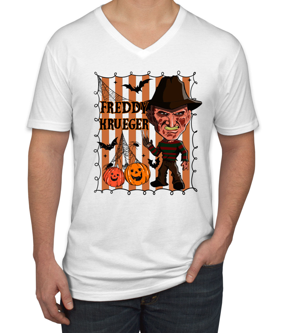 Freddy Horror Movie Character Halloween Men's V Neck T-shirt