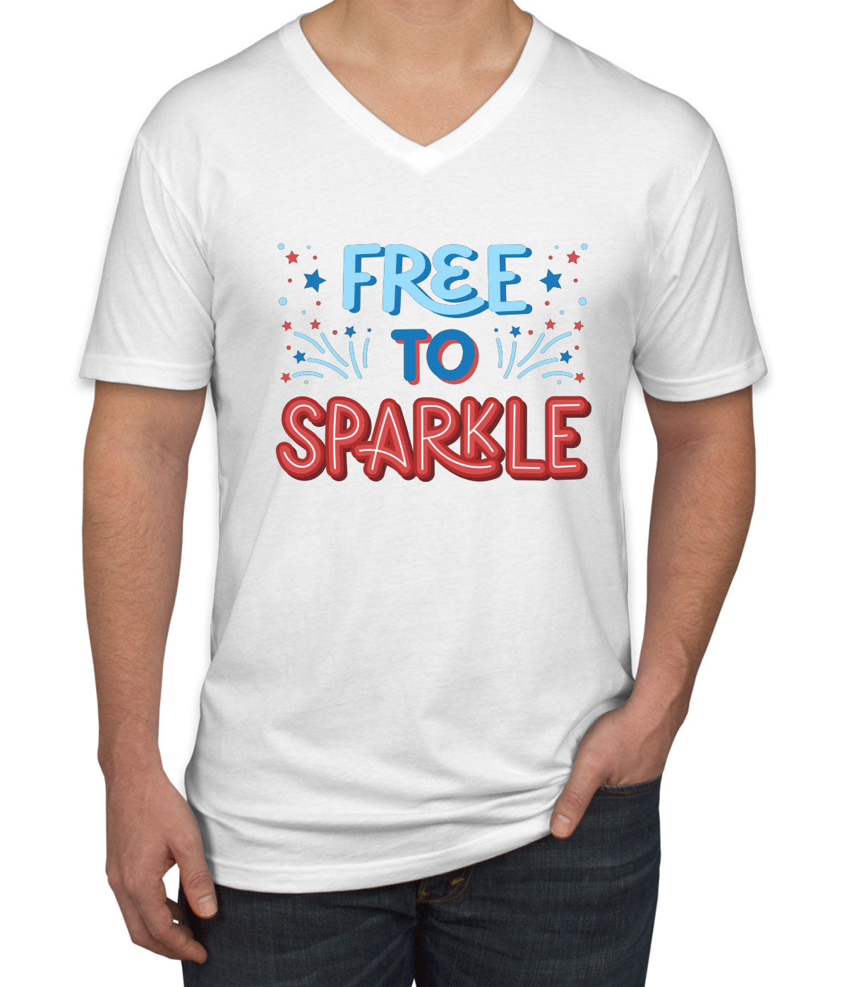 Free To Sparkle Patriotic Men's V Neck T-shirt