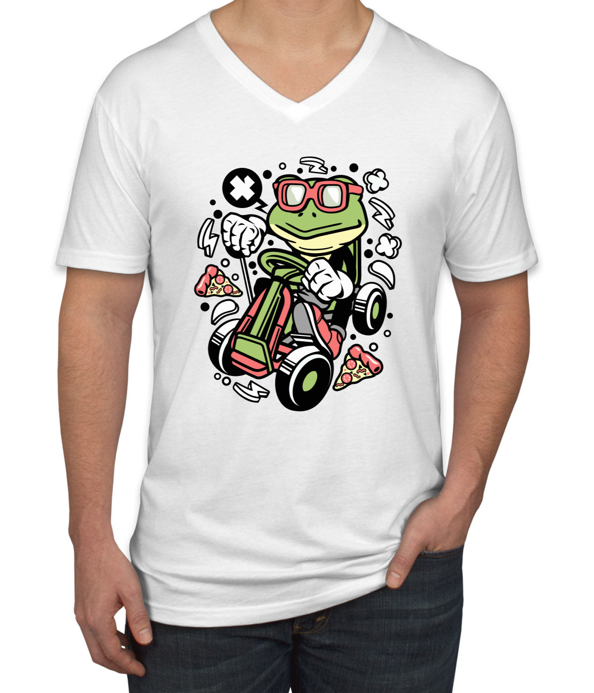 Frog GoKart Racer Men's V Neck T-shirt