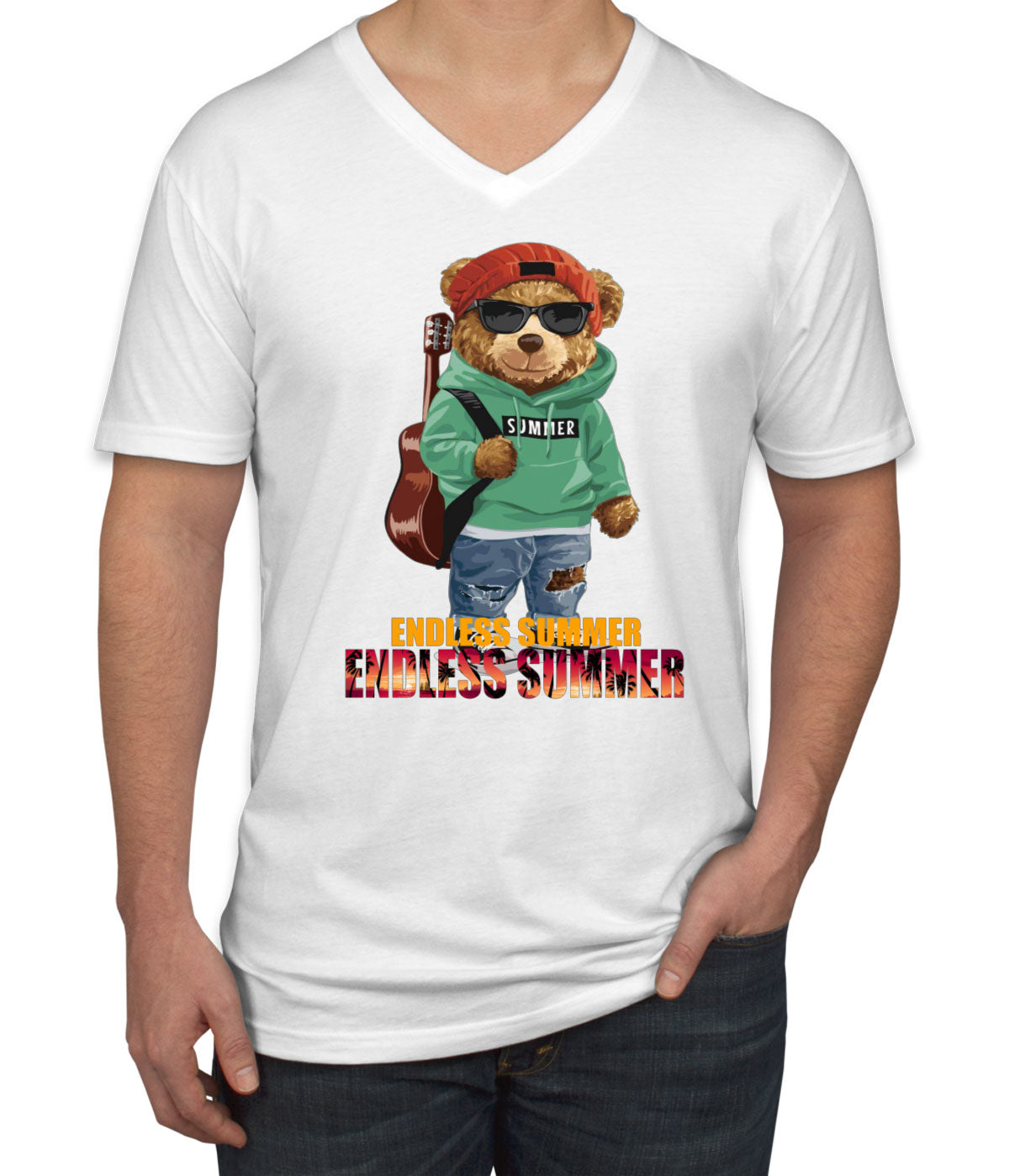 Funny Cool Bear Endless Summer Men's V Neck T-shirt