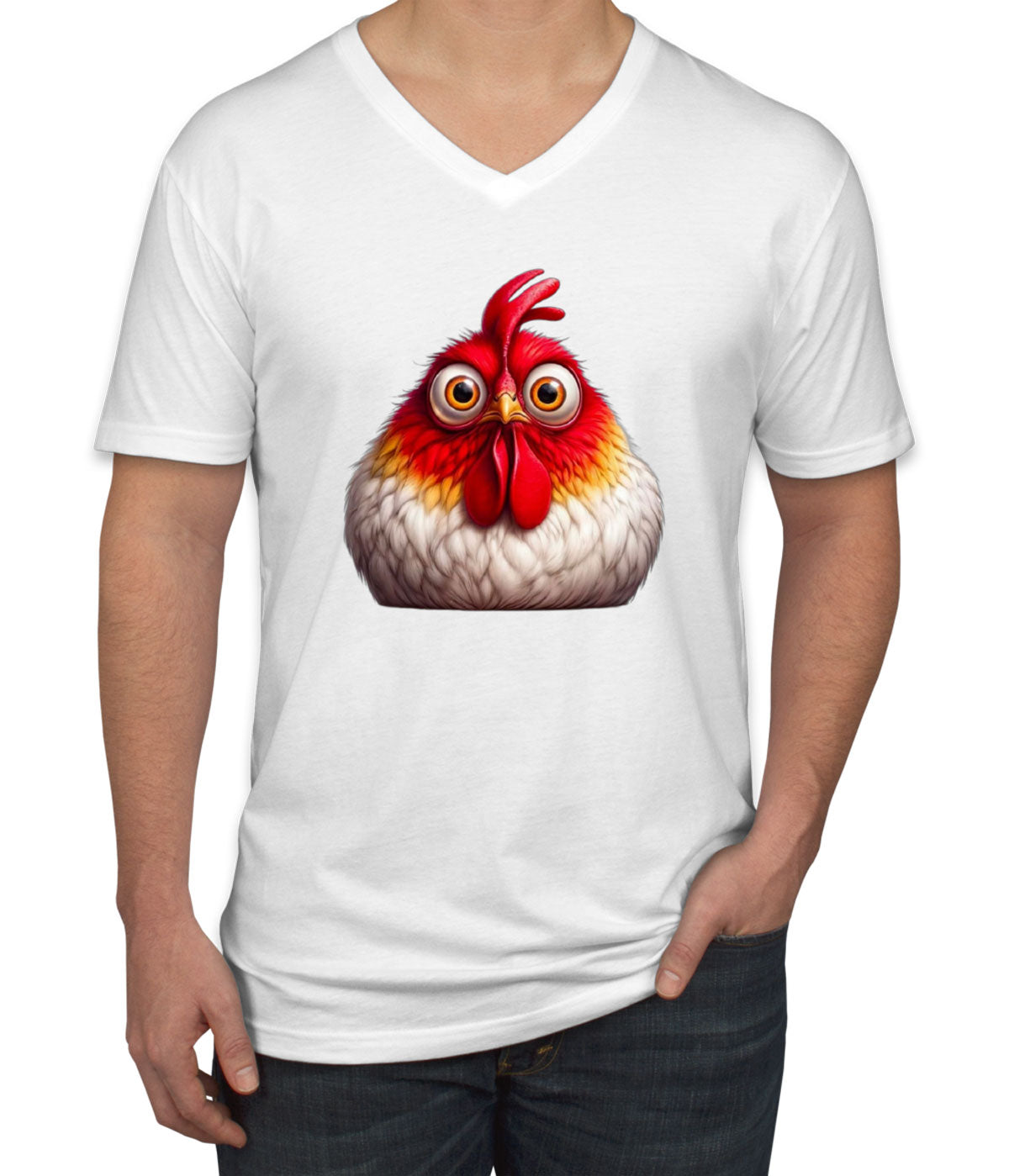 Funny Chicken Men's V Neck T-shirt