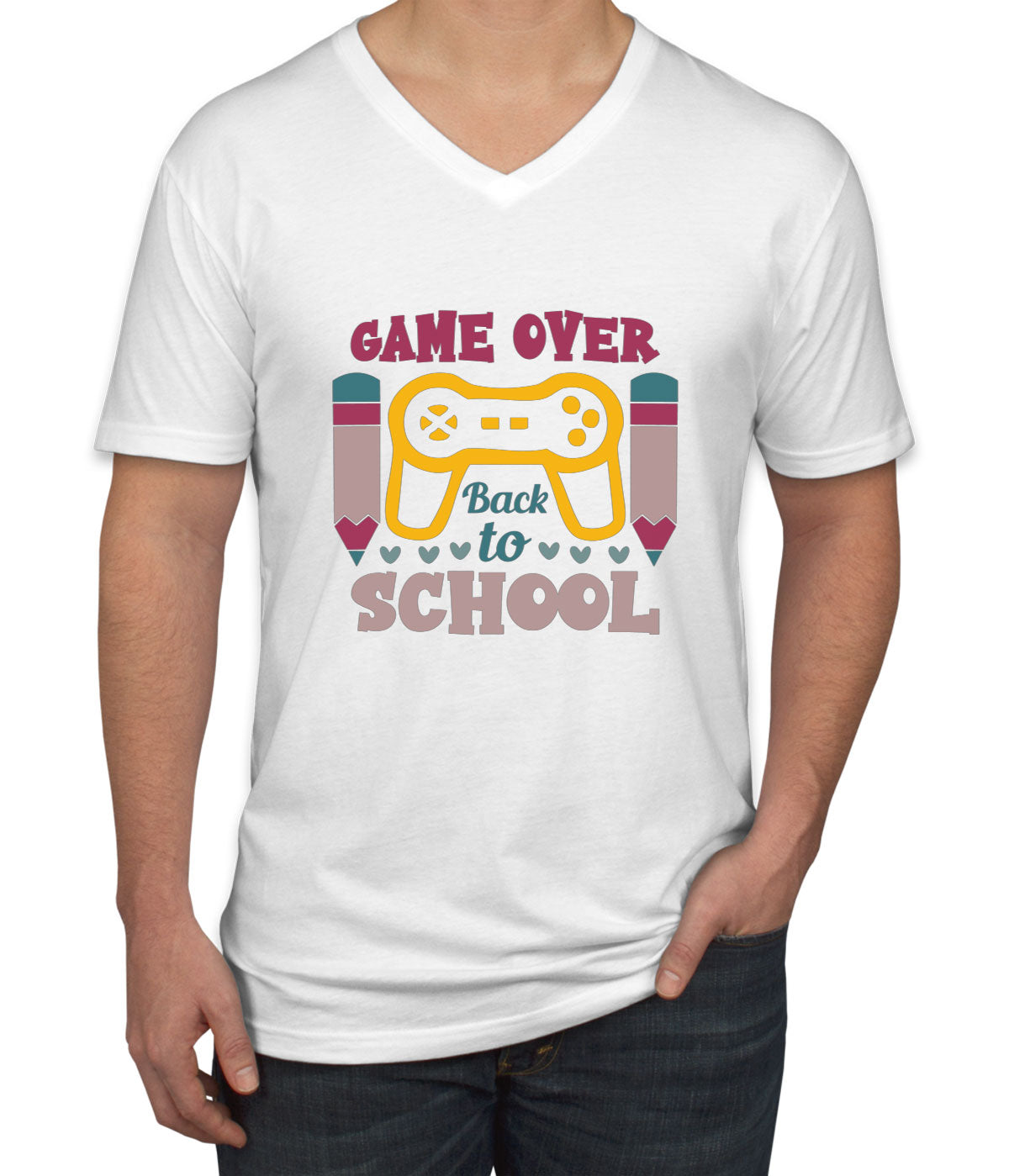 Game Over Back To School Men's V Neck T-shirt