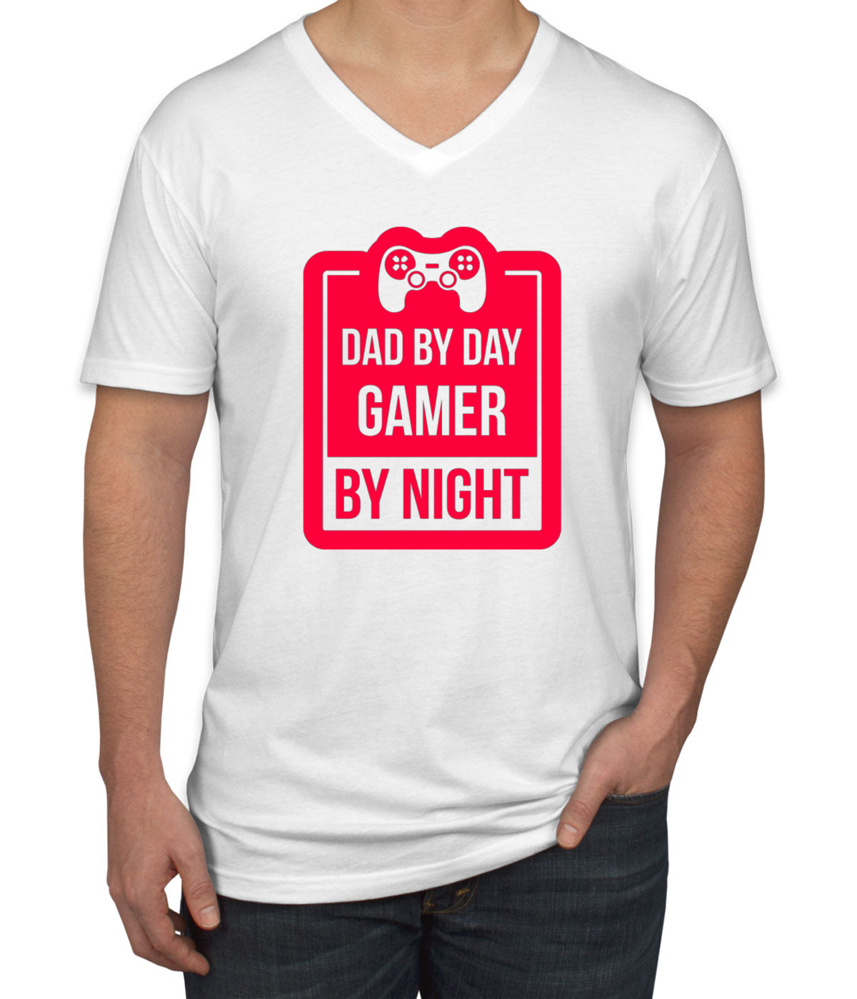 Dad By Day Gamer By Night Men's V Neck T-shirt