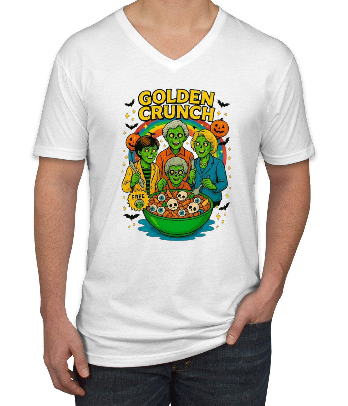 Golden Crunch Halloween  Men's V Neck T-shirt