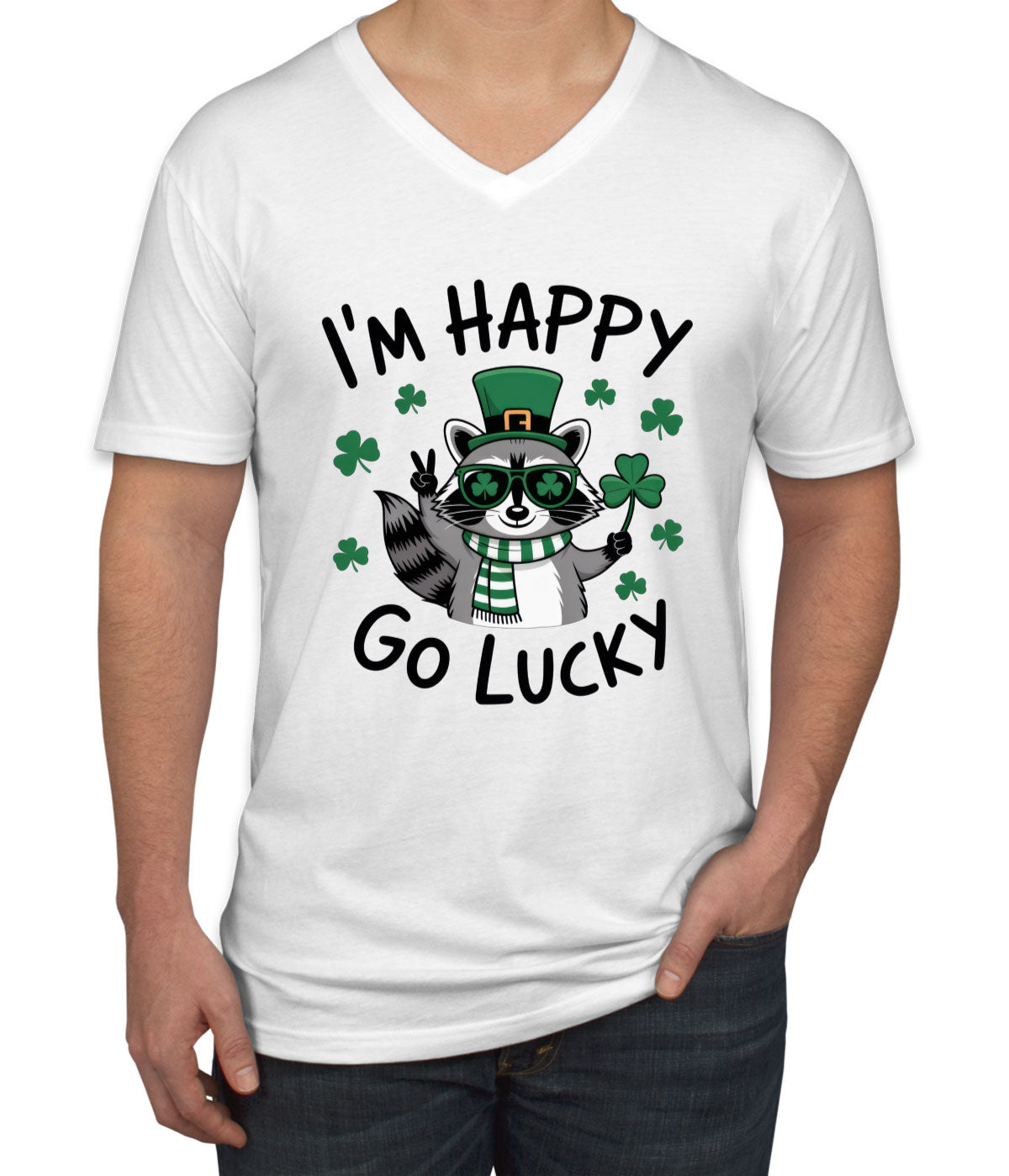 I'm Happy Go Lucky St. Patrick's Day Men's V Neck T-shirt
