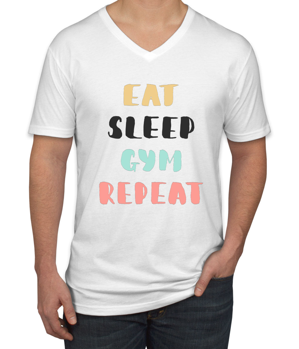 Eat Sleep Gym Repeat Men's V Neck T-shirt