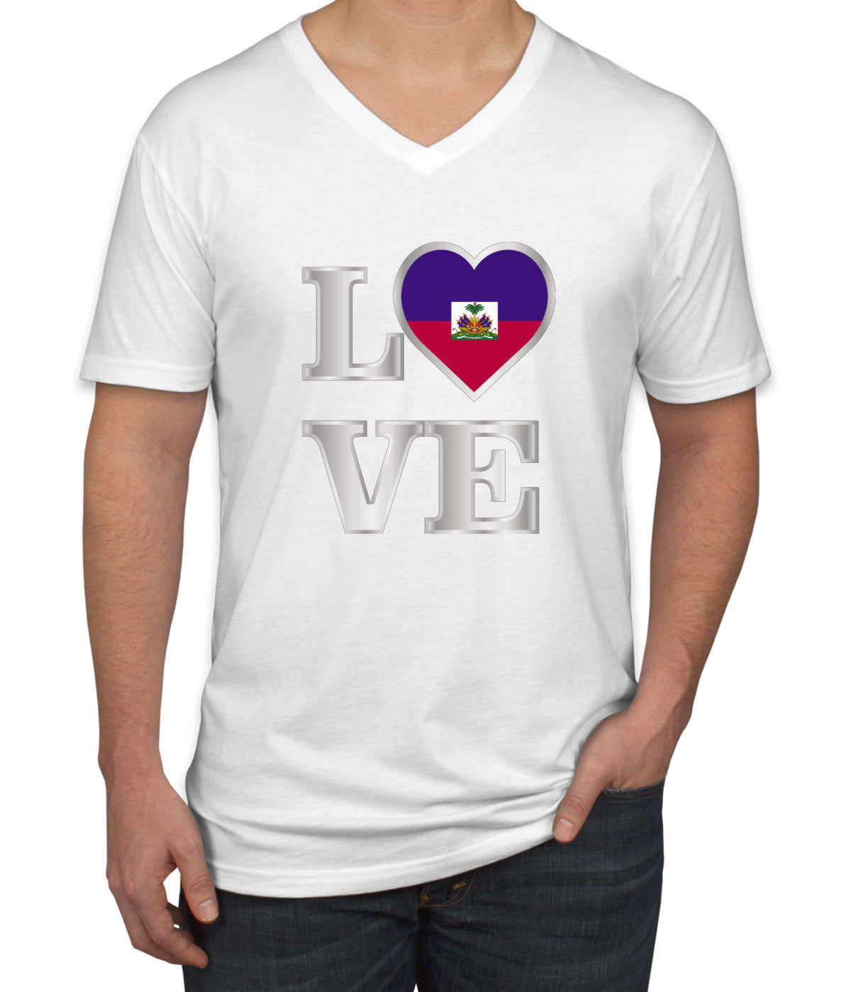 Haiti Love Men's V Neck T-shirt