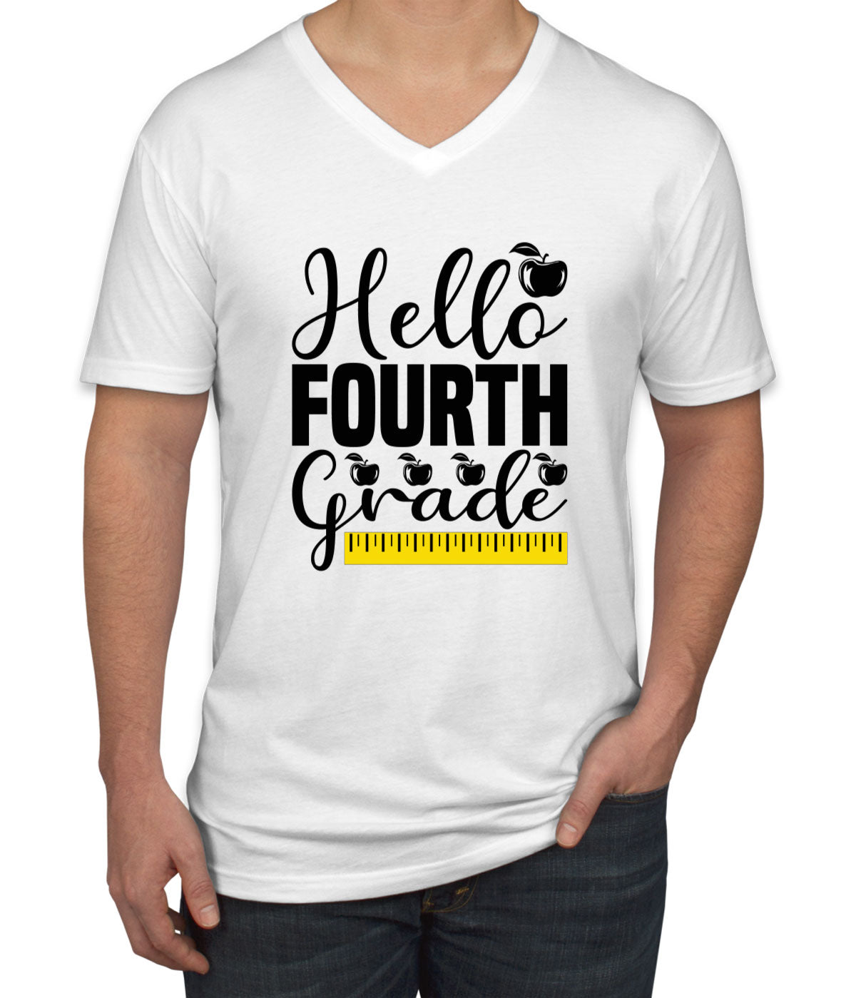 Hello Fourth Grade Teacher Men's V Neck T-shirt