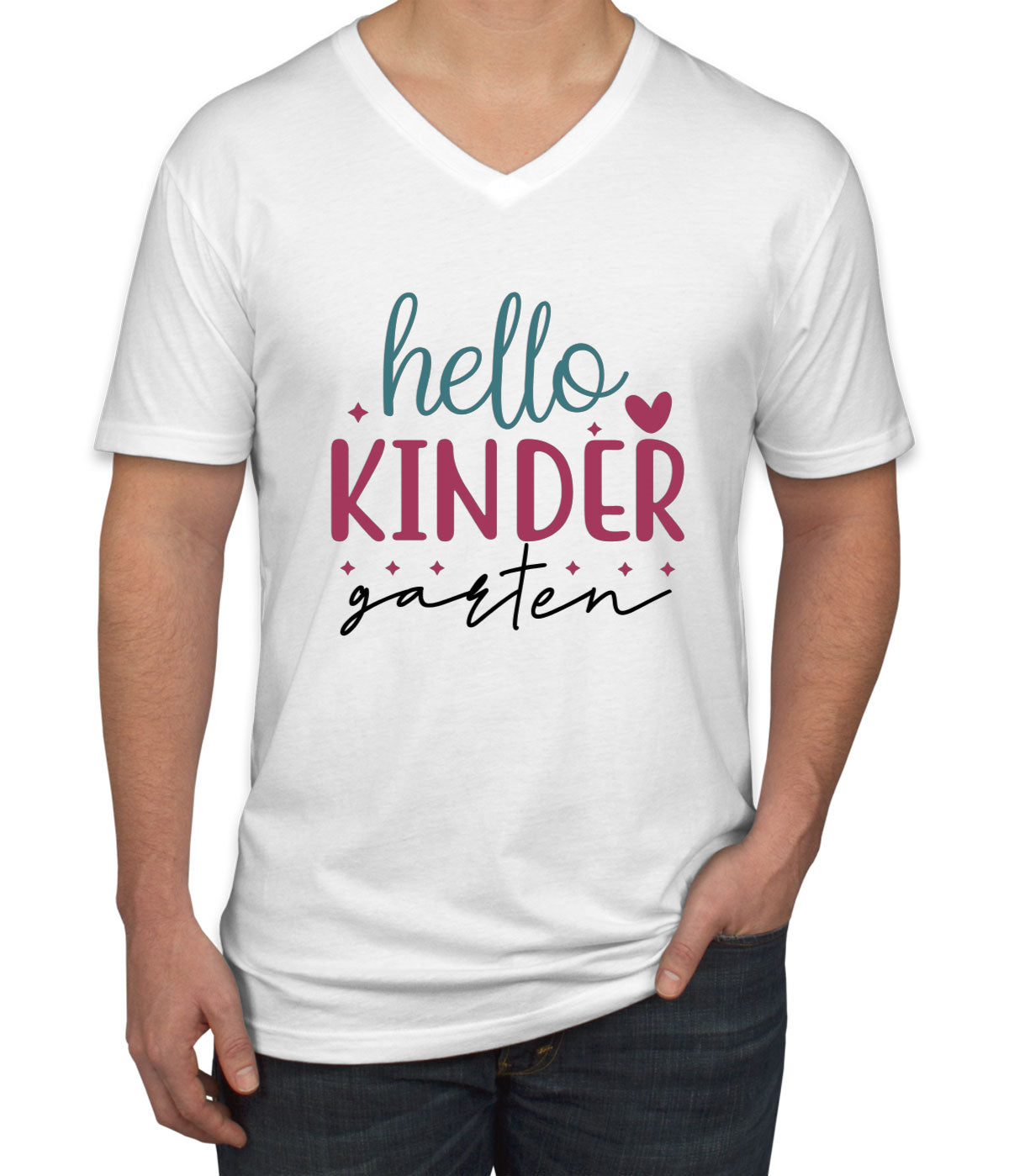 Hello Kindergarten Teacher Men's V Neck T-shirt